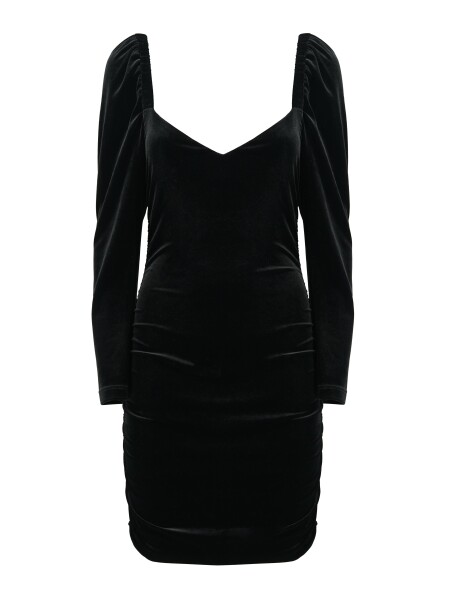 Short velvet effect dress - 1