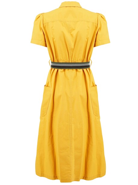 Cotton shirt dress with elastic waistband - 2