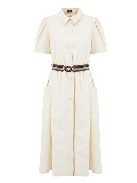 Cotton shirt dress with elastic waistband - 1