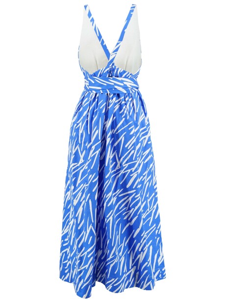 Long printed dress with sash - 2