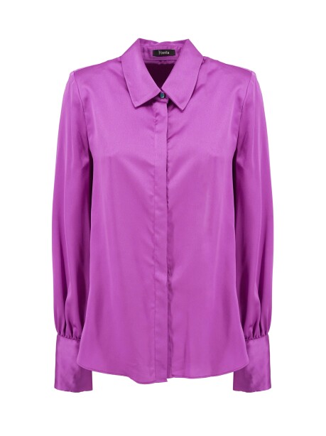 Satin shirt with shoulder pads - 1