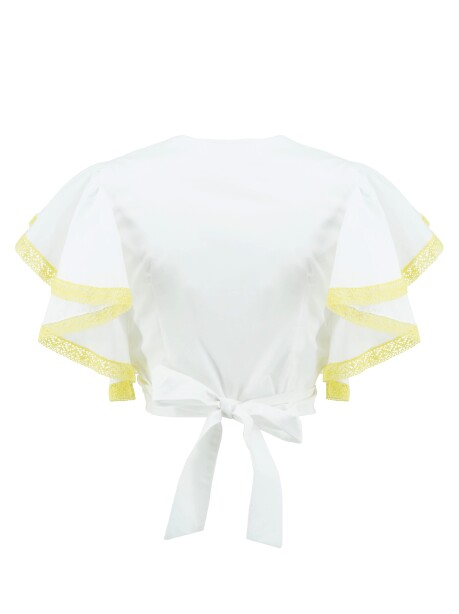 Crossover crop top with butterfly sleeves - 2