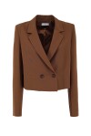 Blazer cropped in tinta unita - 1