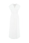 Long linen dress with crossover - 1