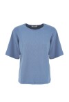 T-shirt a costine con spalline imbottite - 1