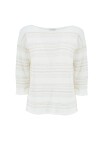 Striped boat neckline sweater in linen - 1