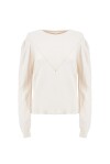 Crewneck sweater with puff sleeves - 1