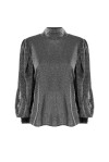 Blusa effetto lurex con maniche a sbuffo - 1