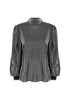 Blusa effetto lurex con maniche a sbuffo - 1