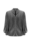 Lurex effect blouse with puff sleeves - 2