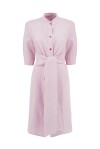 Two-tone dress in linen and rebrodè lace - 1