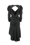 Satin effect midi dress with porthole on the back - 2