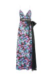 Floral print maxi dress with lace - 1