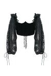 Crop top bustier con maniche in pizzo - 1