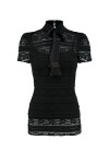 Embroidered lace-effect T-shirt - 1
