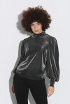 Blusa effetto lurex con maniche a sbuffo - 3