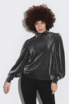 Blusa effetto lurex con maniche a sbuffo - 1