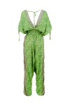 Ethnic patterned armhole jumpsuit in Indian silk - 2