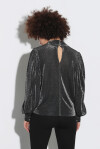 Blusa effetto lurex con maniche a sbuffo - 2