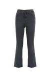 Jeans flare a vita media in denim nero - 1