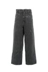 Jeans wide leg con cintura in denim nero - 1