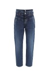 Mom-fit model denim with double belt - 1