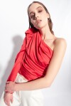 Blusa monospalla in satin - 4