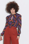 Multi-stripe blouse with ruffles - 3