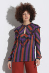 Multi-stripe blouse with ruffles - 4