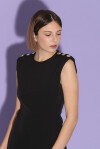 Sheath dress with golden buttons - 4