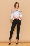Off-shoulder striped blouse - 4