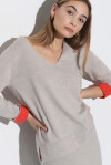 V-neck sweater with cuff in contrasting color - 3