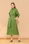 Cotton shirt dress with belt - 4