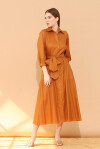 Vestito chemisier in cotone con cintura - 4