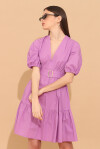 Dress with flounced skirt and belt - 3