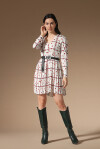 Patterned pleated dress with roses - 3