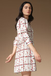 Patterned pleated dress with roses - 4