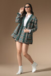 Cardigan bouclè check con strass - 4