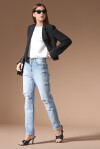 Blazer cropped in tinta unita - 4