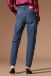 Mom-fit model denim with double belt - 4