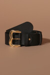 Leather belt with gold buckle - 4