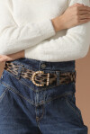 Spotted pony skin belt with jewel buckle - 3