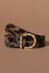 Spotted pony skin belt with jewel buckle - 4