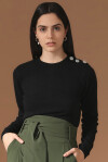 Cashmere sweater with jewel buttons on the shoulder - 4