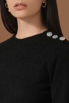 Cashmere sweater with jewel buttons on the shoulder - 2