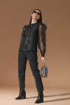 Blusa con stampa floreale e maniche a sbuffo - 4