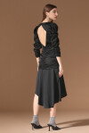 Satin effect midi dress with porthole on the back - 4