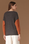 Maglia girocollo con trecce color-block - 2