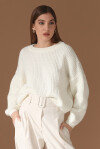 Maglia girocollo in misto mohair a coste - 3