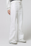 Jeans in denim bianco con decorazione di tasche sul fronte - 4